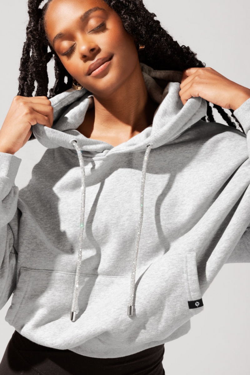 POPFLEX Shimmer Pullover Cloud Hoodie Šedé | NRJA53862