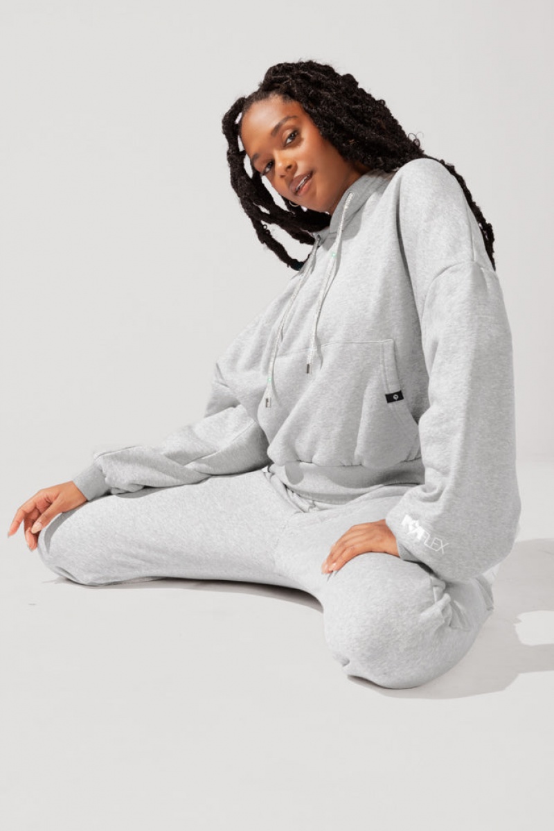 POPFLEX Shimmer Pullover Cloud Hoodie Šedé | NRJA53862