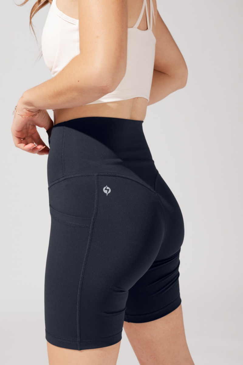 POPFLEX Supersculpt™ Cyklistické Krátké with Pockets (Pet Hair Resistant) Tmavě Blankyt | WRMH85912
