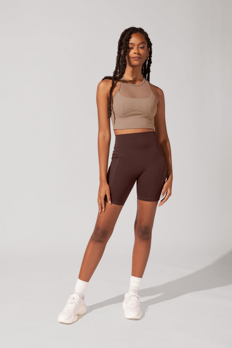 POPFLEX Supersculpt™ Cyklistické Krátké with Pockets (Pet Hair Resistant) French Roast | XUNA29578