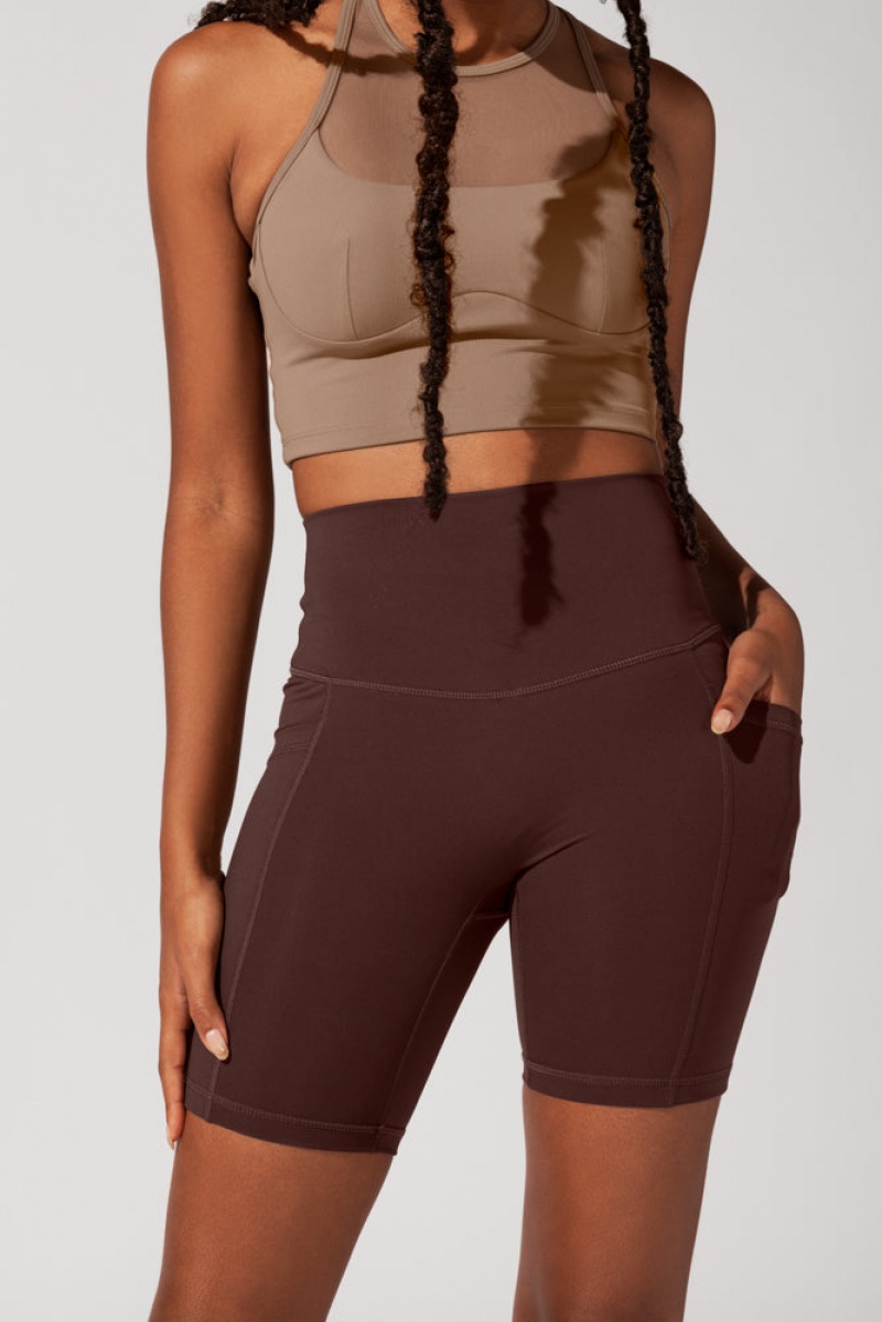 POPFLEX Supersculpt™ Cyklistické Krátké with Pockets (Pet Hair Resistant) French Roast | XUNA29578