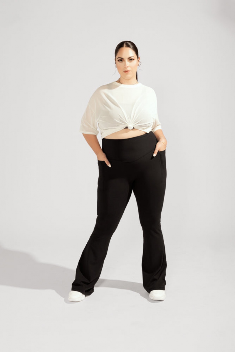 POPFLEX Supersculpt™ Flared Leggings with Pockets (Soft Touch) Černé | WJRX37814