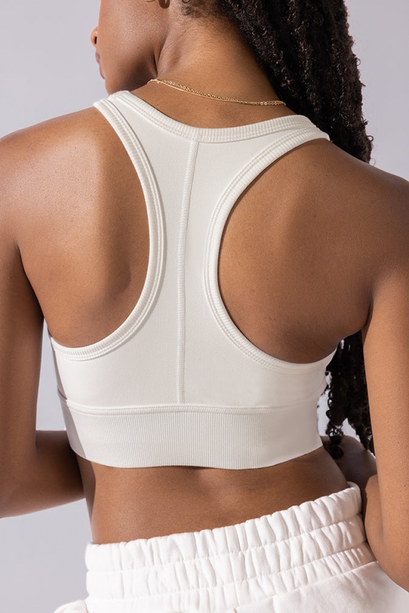 POPFLEX Sweat Sesh Crop Top Krém | CRIV39702