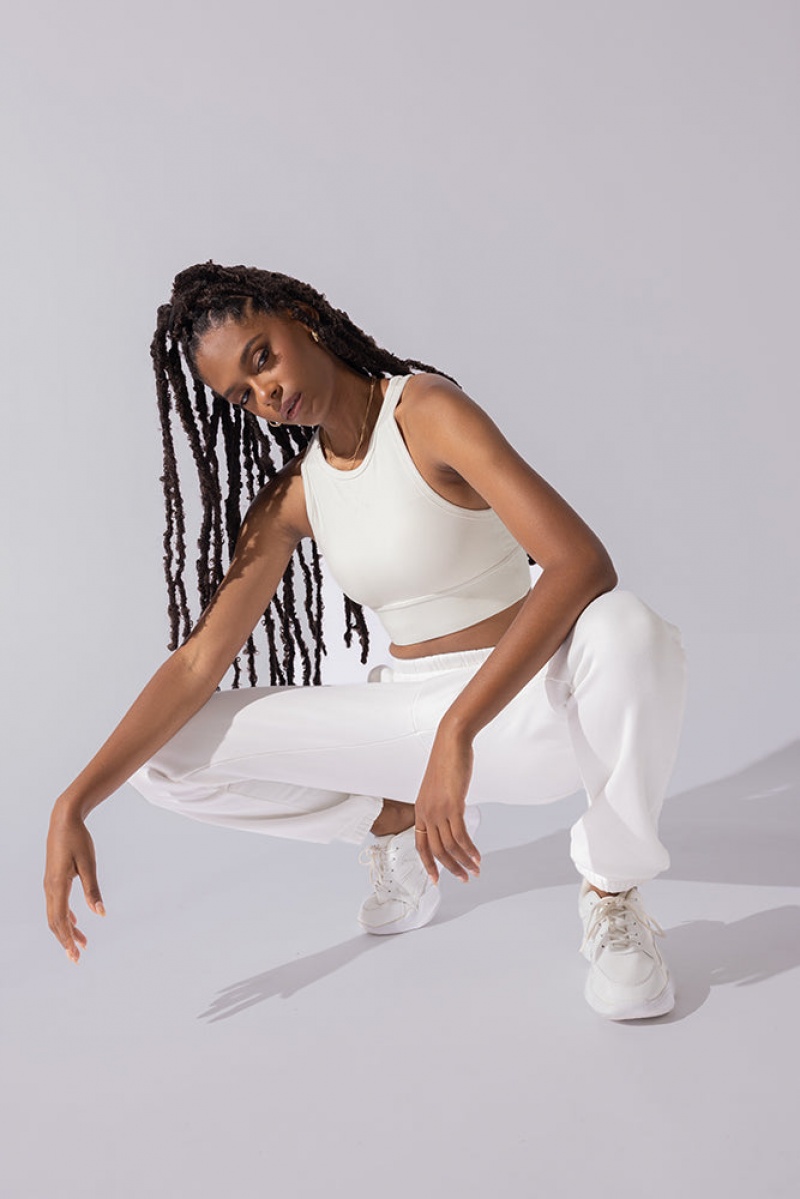 POPFLEX Sweat Sesh Crop Top Krém | CRIV39702