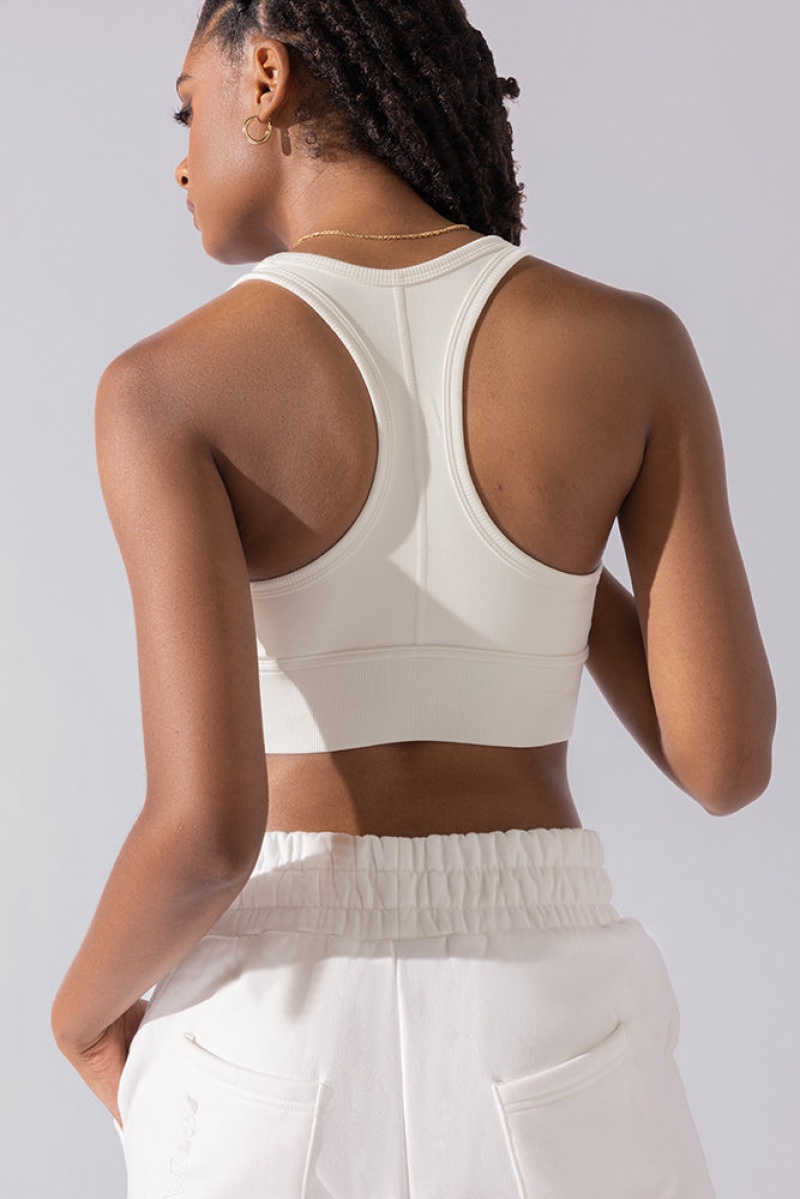 POPFLEX Sweat Sesh Crop Top Krém | CRIV39702