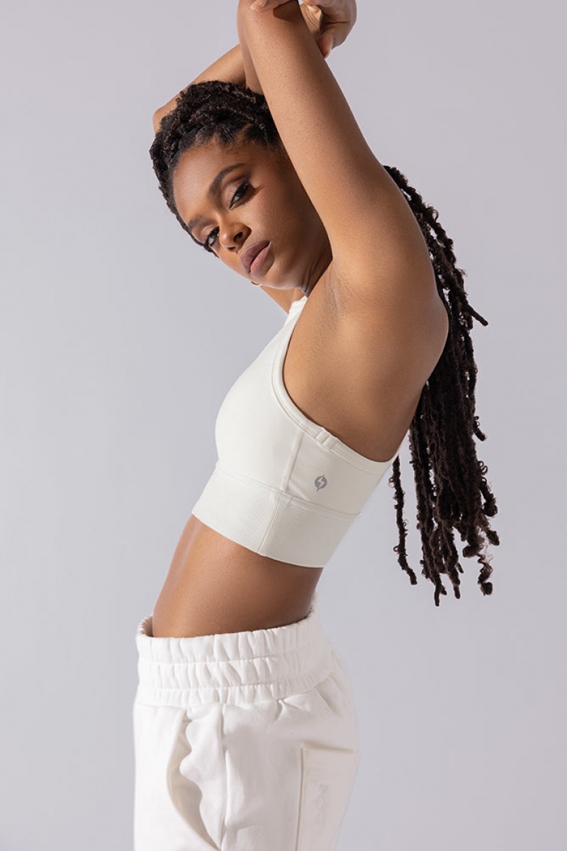 POPFLEX Sweat Sesh Crop Top Krém | CRIV39702