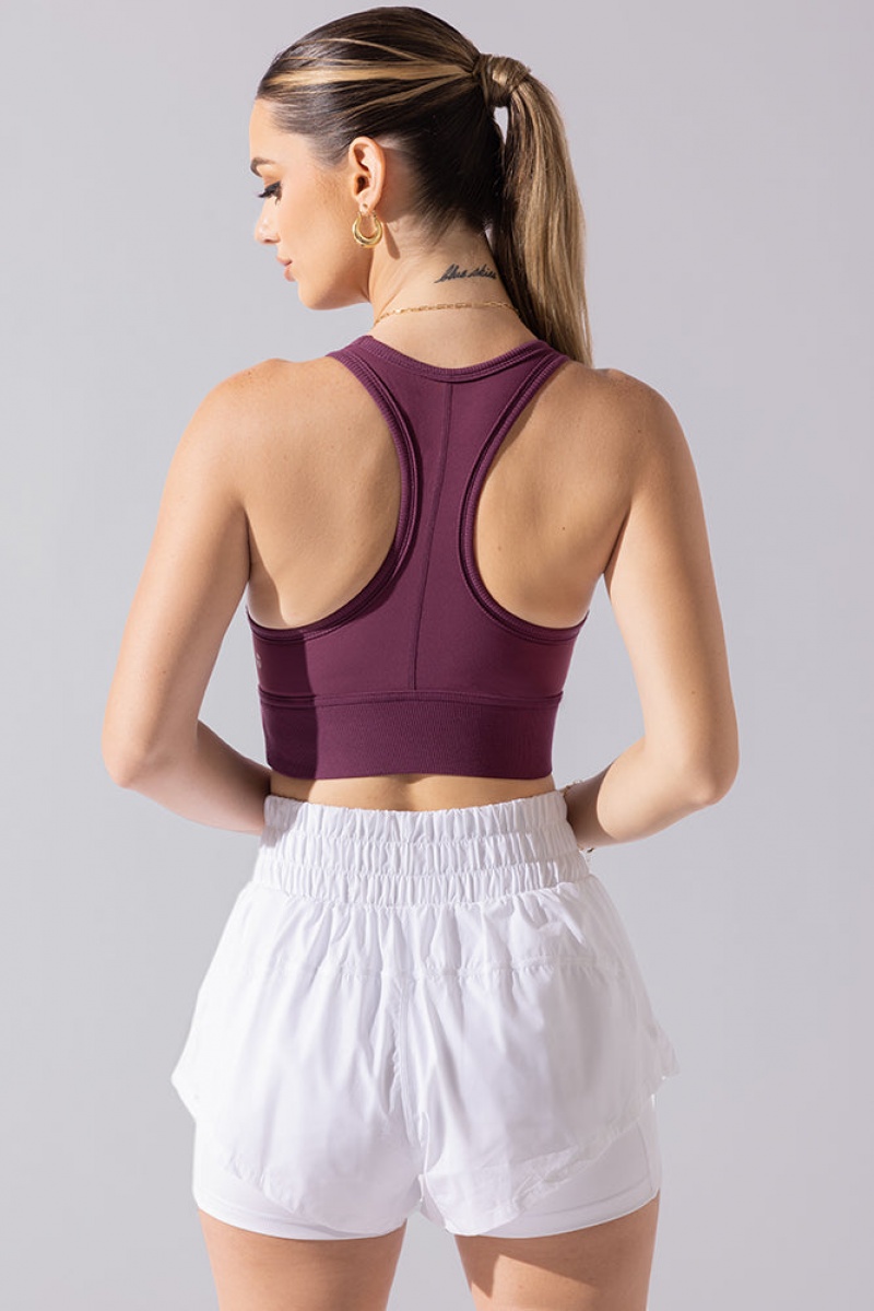 POPFLEX Sweat Sesh Crop Top Plum | UGZI59837