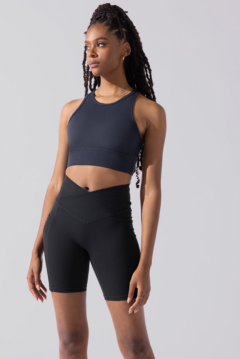 POPFLEX Sweat Sesh Crop Top Tmavě Blankyt | GDMY70814
