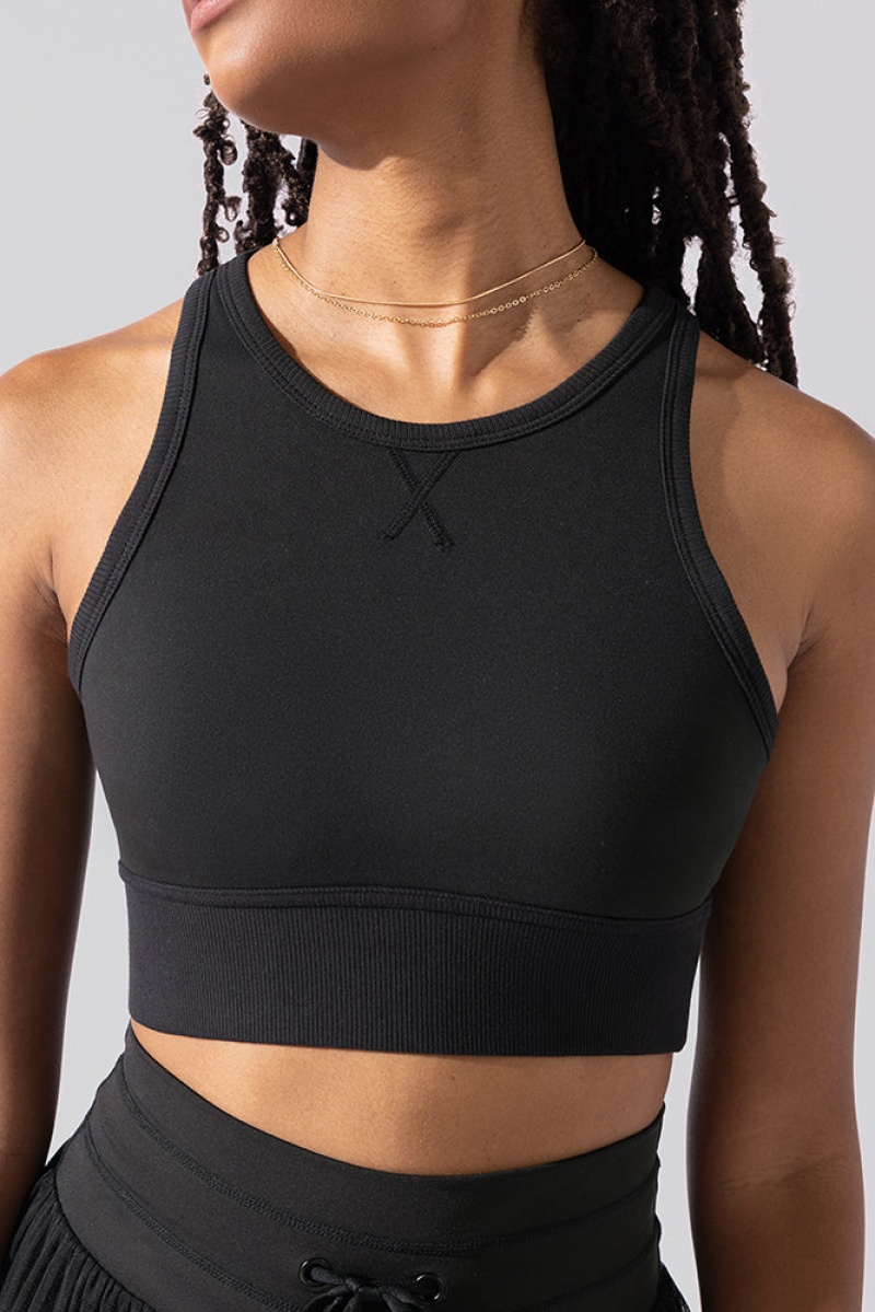 POPFLEX Sweat Sesh Crop Top Černé | PUXJ59362