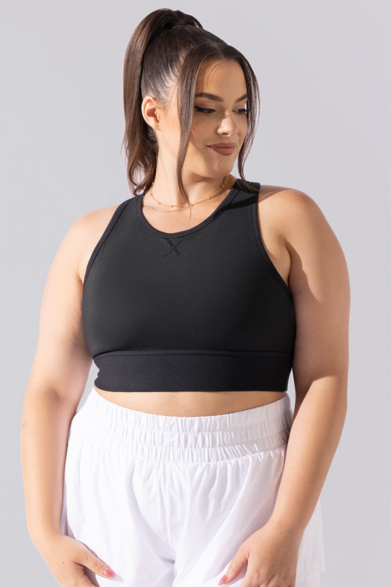 POPFLEX Sweat Sesh Crop Top Černé | PUXJ59362