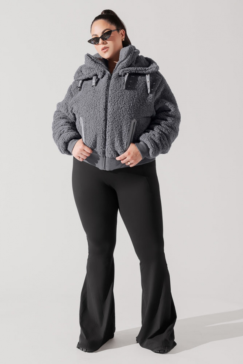 POPFLEX The Kinsley Bomber Jacket in Faux Sherpa Šedé | SJDM18953