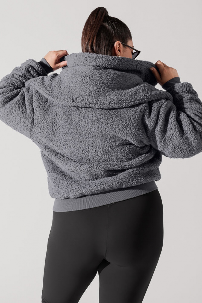 POPFLEX The Kinsley Bomber Jacket in Faux Sherpa Šedé | SJDM18953