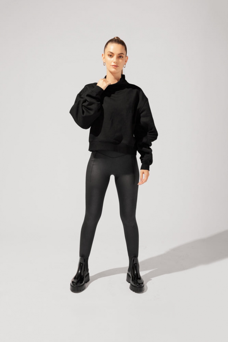 POPFLEX Uptown Mockneck Sweatshirt Černé | UBKS01758