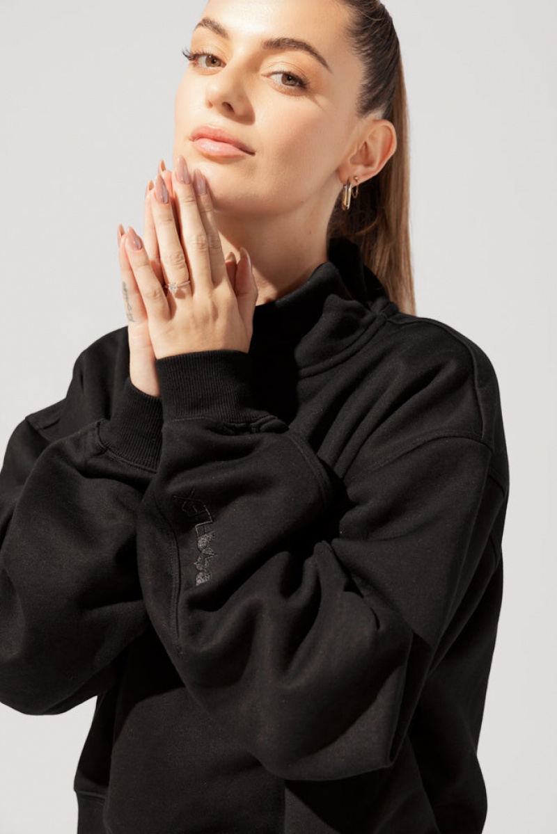 POPFLEX Uptown Mockneck Sweatshirt Černé | UBKS01758