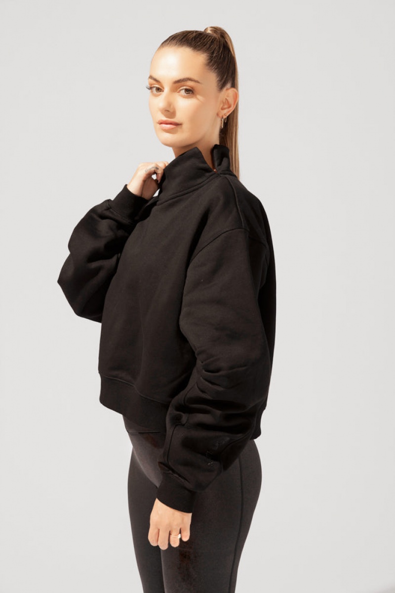 POPFLEX Uptown Mockneck Sweatshirt Černé | UBKS01758