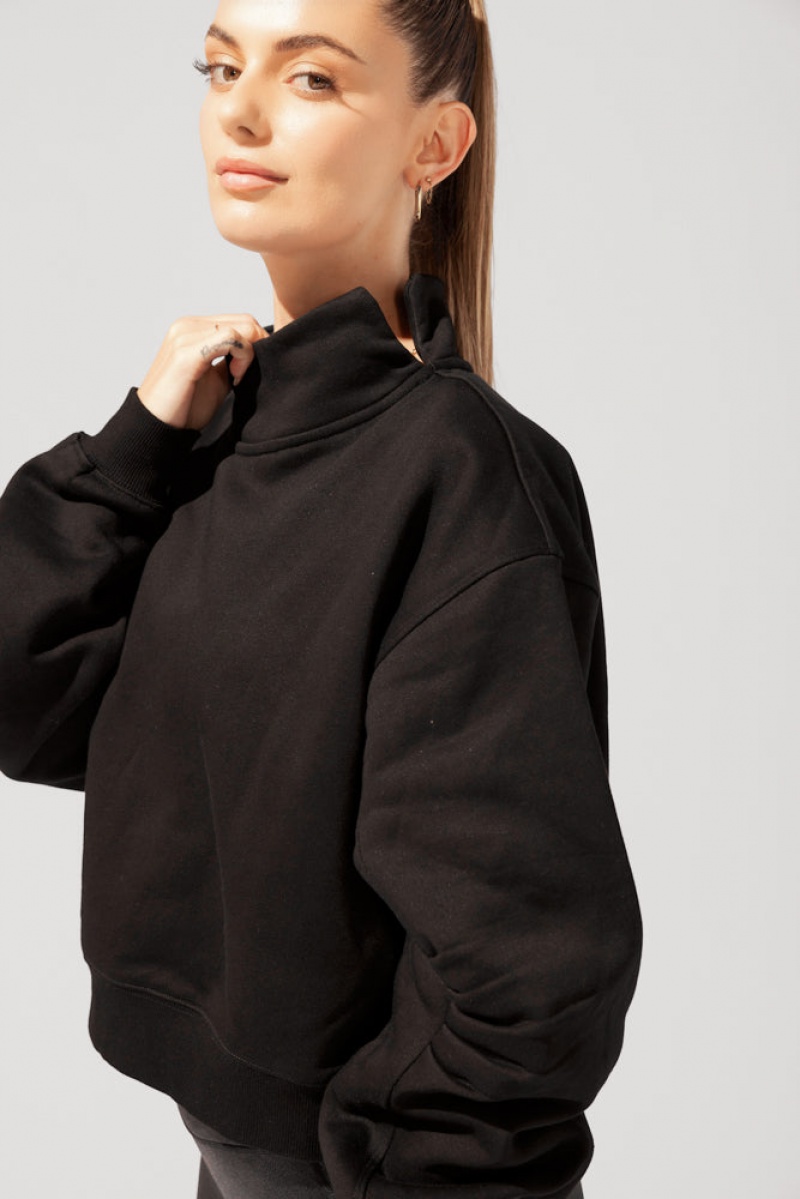 POPFLEX Uptown Mockneck Sweatshirt Černé | UBKS01758