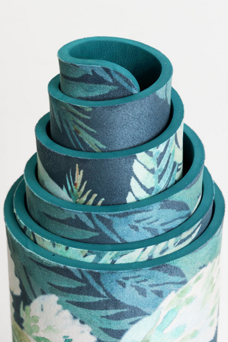 POPFLEX Veganské Semišové Jóga Mat Flourishing Foliage | YFCN54962