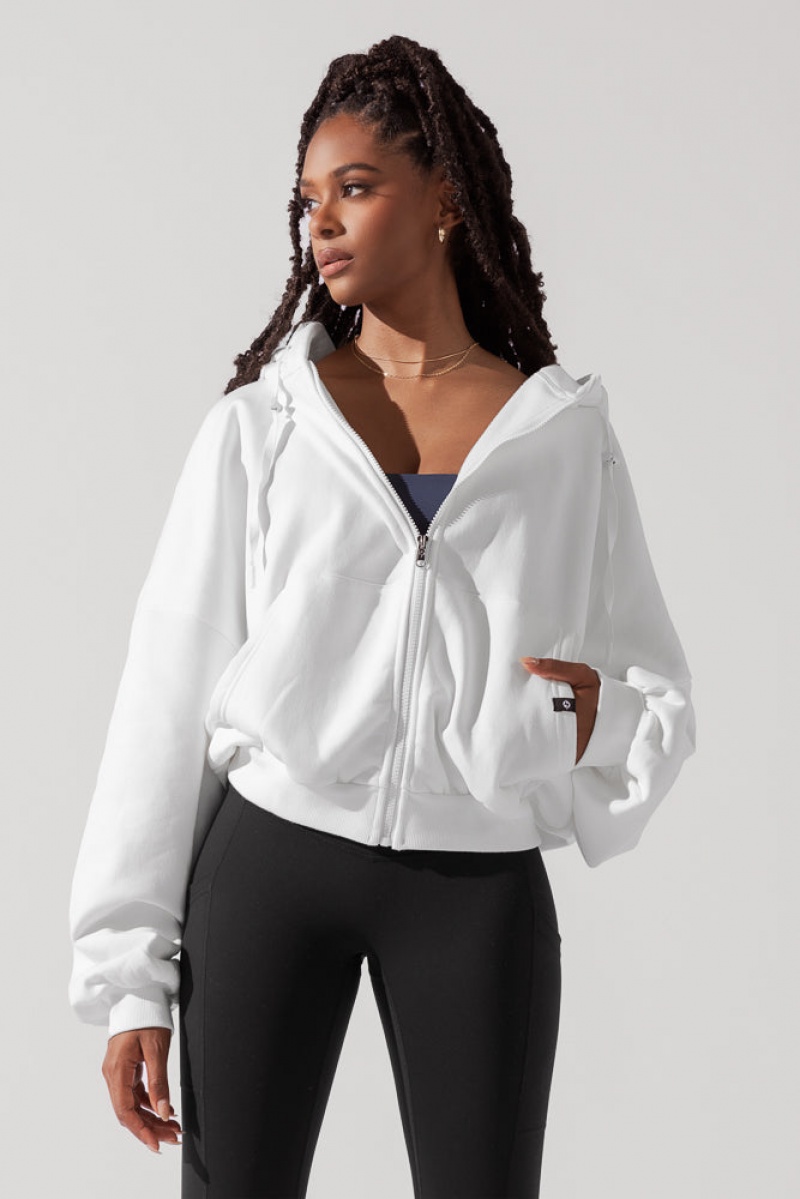 POPFLEX Zip Cloud Hoodie Bílé | PKDW39426