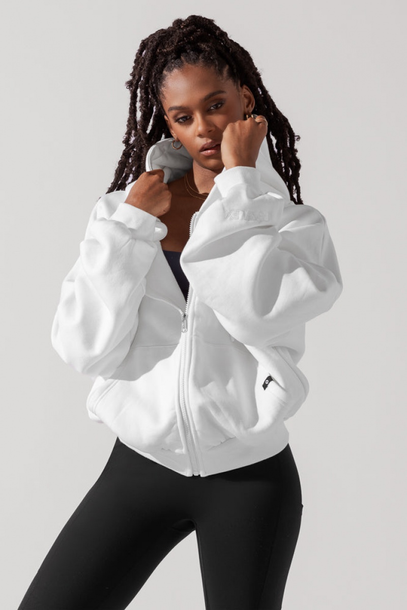 POPFLEX Zip Cloud Hoodie Bílé | PKDW39426
