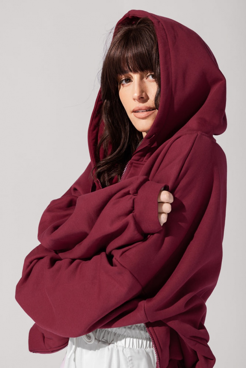 POPFLEX Zip Cloud Hoodie Crimson | GDHX74268
