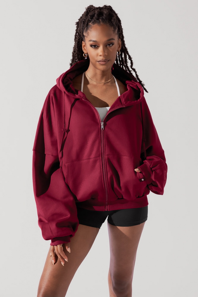 POPFLEX Zip Cloud Hoodie Crimson | GDHX74268