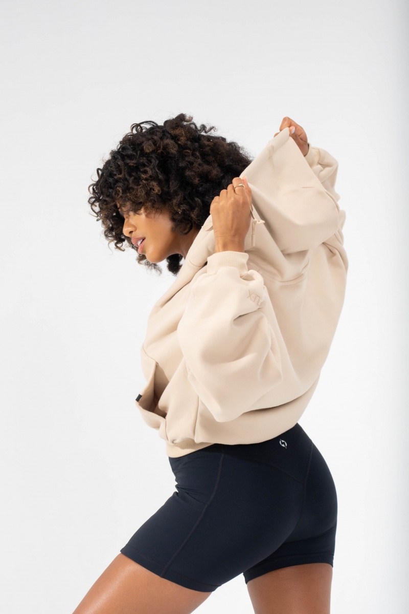 POPFLEX Zip Cloud Hoodie Sand | VOSD13256