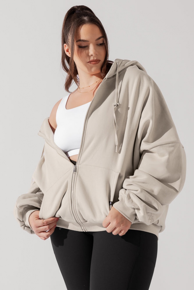 POPFLEX Zip Cloud Hoodie Seashell | XZVO91426