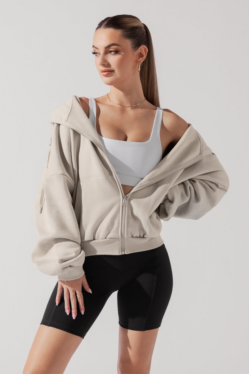 POPFLEX Zip Cloud Hoodie Seashell | XZVO91426