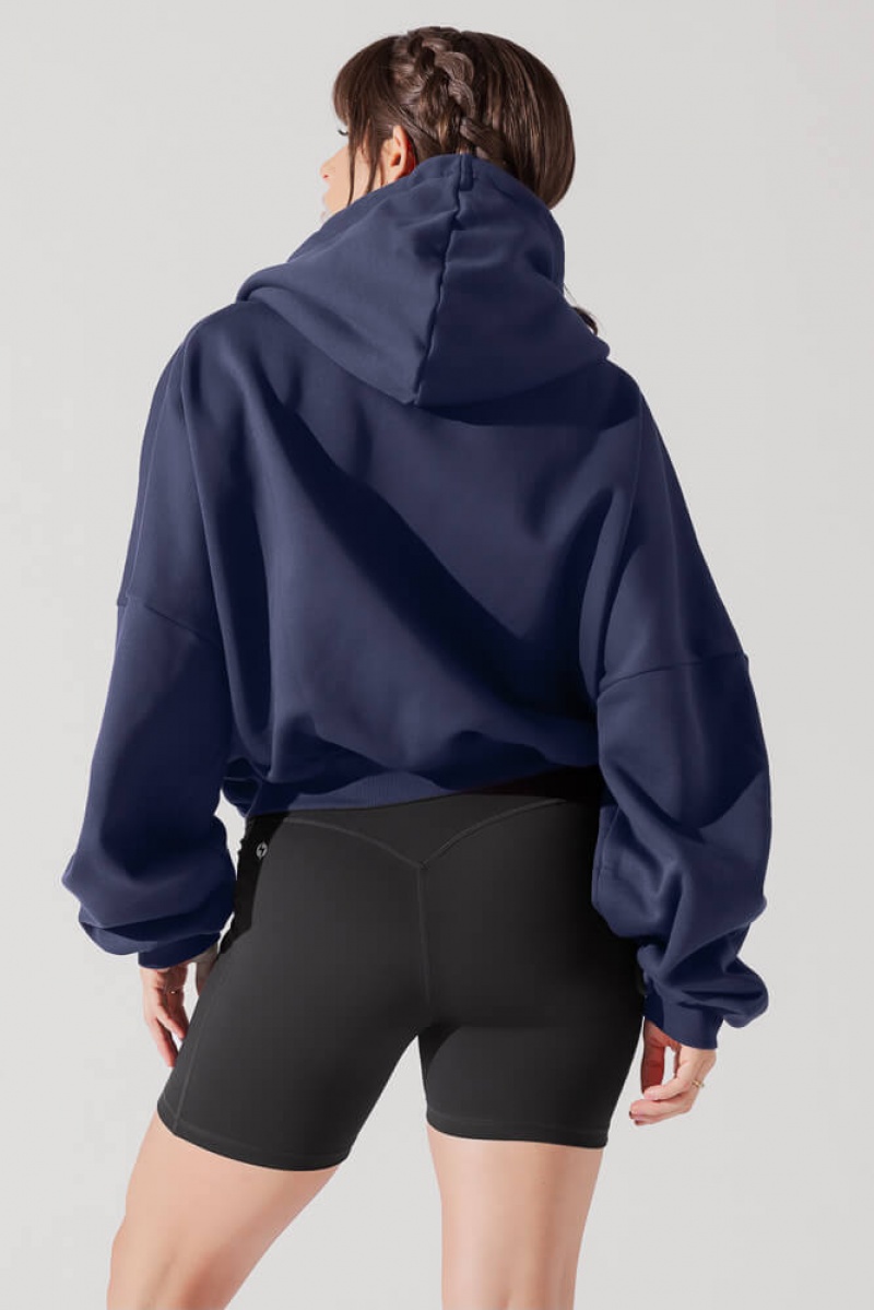 POPFLEX Zip Cloud Hoodie Tmavě Blankyt | DGWC70931