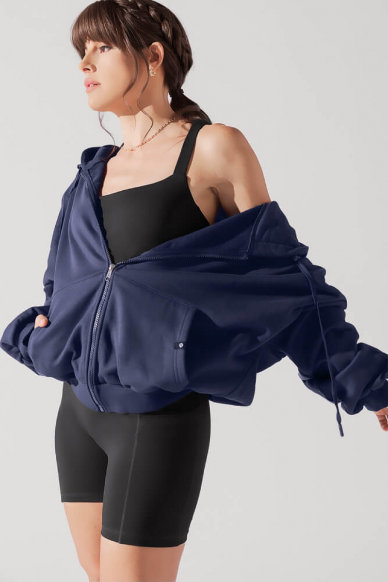 POPFLEX Zip Cloud Hoodie Tmavě Blankyt | DGWC70931