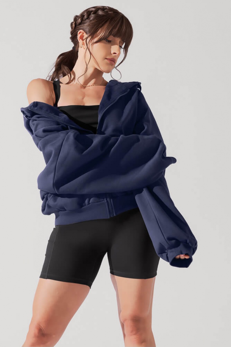 POPFLEX Zip Cloud Hoodie Tmavě Blankyt | DGWC70931
