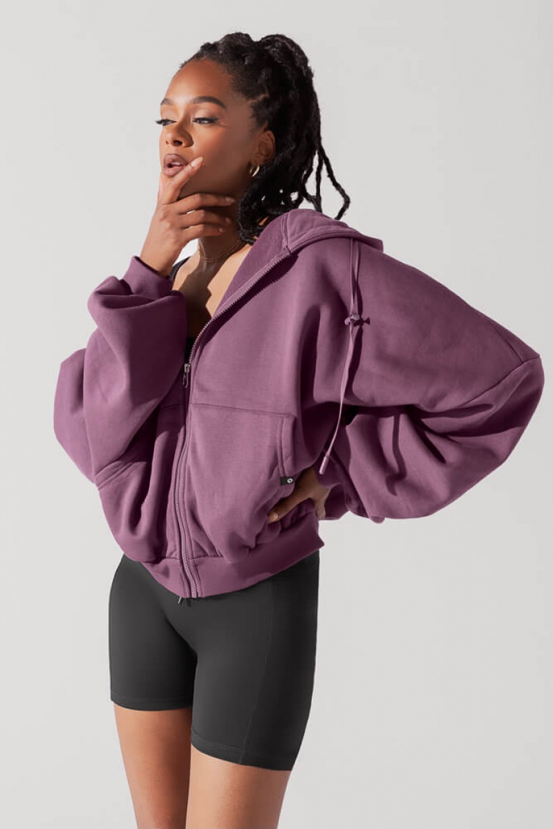 POPFLEX Zip Cloud Hoodie Tmavě | PWLQ96742
