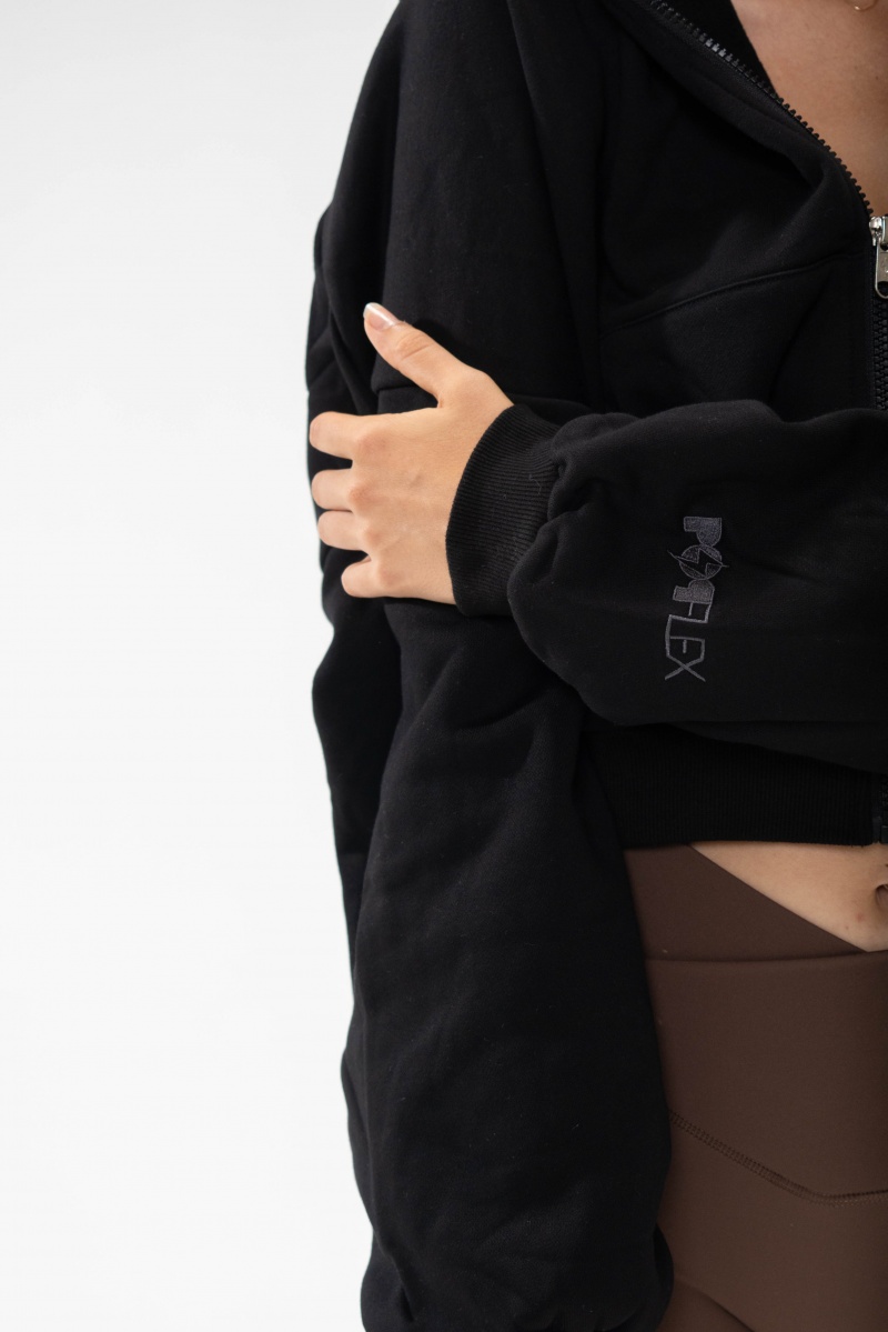 POPFLEX Zip Cloud Hoodie Černé | WYDU83716